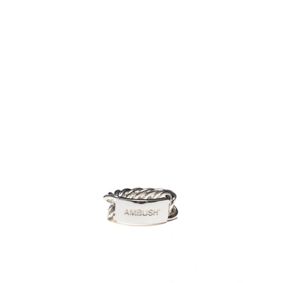 Ambush Engraved-logo Chain-link Ring In Silver