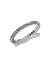 ALOR 18K WHITE GOLD, STAINLESS STEEL CABLE & DIAMOND RING,0400013315608