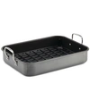 Rachael Ray Hard-anodized Non-stick 12" X 16" Roaster & Dual-height Rack In Grey
