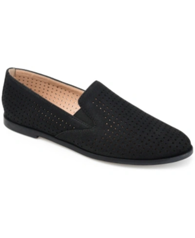 Journee Collection Women's Lucie Perforated Slip On Loafers In Black