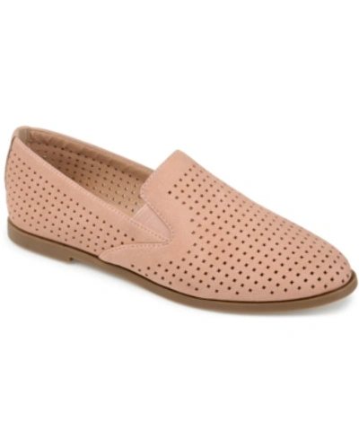 Journee Collection Women's Lucie Perforated Slip On Loafers In Pink