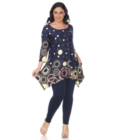 WHITE MARK PLUS SIZE ERIE 3/4 SLEEVE TUNIC TOP
