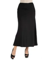 24seven Comfort Apparel Womens Elastic Waist Solid Color Maternity Maxi Skirt In Black