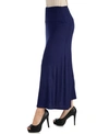 24seven Comfort Apparel Womens Elastic Waist Solid Color Maternity Maxi Skirt In Navy