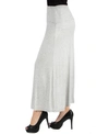 24seven Comfort Apparel Womens Elastic Waist Solid Color Maternity Maxi Skirt In Heather