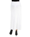 24seven Comfort Apparel Womens Elastic Waist Solid Color Maternity Maxi Skirt In White