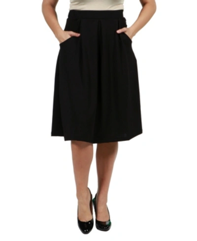 24seven Comfort Apparel Women's Classic Knee Length Skirt In Black