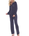 White Mark Women's Plus Size Pajama Set, 2 Piece In Navy