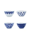 Vietri Viva Santorini 4-piece Assorted Ceramic Cereal Bowl Set In Blue