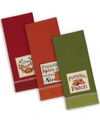 Design Imports Assorted Country Pumpkin Embroidered Dishtowel Set In Orange