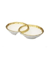 Classic Touch Porcelain Round Double Bowl With Rim In White