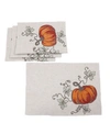 MANOR LUXE RUSTIC PUMPKIN CREWEL EMBROIDERED FALL PLACEMATS, SET OF 4