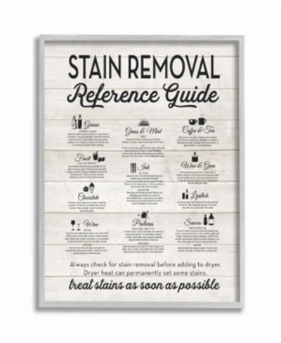 Stupell Industries Stain Removal Reference Guide Typography Gray Framed Texturized Art, 11" L X 14" H In Multi
