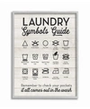 STUPELL INDUSTRIES LAUNDRY SYMBOLS GUIDE TYPOGRAPHY GRAY FRAMED TEXTURIZED ART, 11" L X 14" H