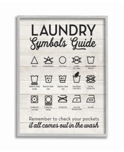 Stupell Industries Laundry Symbols Guide Typography Gray Framed Texturized Art, 11" L X 14" H In Multi