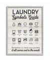 STUPELL INDUSTRIES LAUNDRY SYMBOLS GUIDE TYPOGRAPHY GRAY FRAMED TEXTURIZED ART, 16" L X 20" H