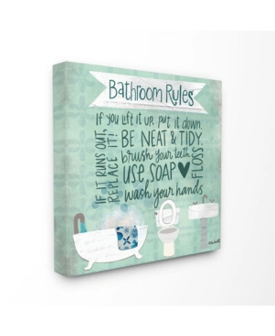 Stupell Industries Aqua Blue Bathroom Rules Collage Look Typography, 24" L X 24" H In Multi