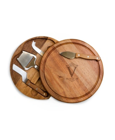 Toscana Monogram Circo Cheese Cutting Board Tools Set In Brown-v