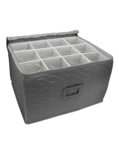 Sorbus Stemware Deluxe Quilted Microfiber Storage Chest In Gray