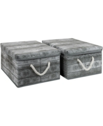 Sorbus Wooden Pattern Storage Box, Set Of 2 In Gray