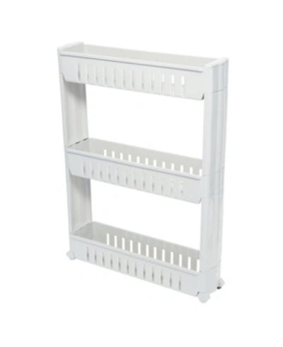 Simplify 3 Tier Slim Slide Out Storage Cart In White