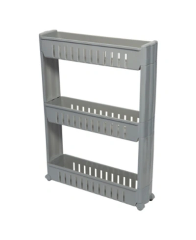 Simplify 3 Tier Slim Slide Out Storage Cart In Gray