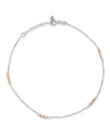 MACY'S BEADED ANKLET IN 14K WHITE AND ROSE GOLD