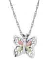 BLACK HILLS GOLD BUTTERFLY PENDANT IN STERLING SILVER WITH 12K ROSE AND GREEN GOLD