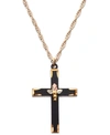 BLACK HILLS GOLD BLACK POWDER COATED BRASS CROSS PENDANT WITH 12K ROSE AND GREEN GOLD