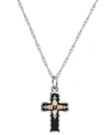 BLACK HILLS GOLD CROSS PENDANT 18" NECKLACE IN STERLING SILVER WITH 12K ROSE AND GREEN GOLD