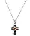 Black Hills Gold Cross Pendant 18" Necklace In Sterling Silver With 12k Rose And Green Gold In Ss