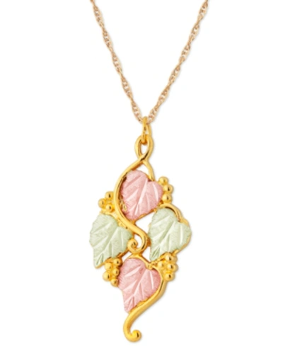 Black Hills Gold Grape And Leaf Pendant In 10k Yellow Gold With 12k Rose And Green Gold In Mlti Gold