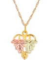 BLACK HILLS GOLD GRAPE AND LEAF PENDANT IN 10K YELLOW GOLD WITH 12K ROSE AND GREEN GOLD