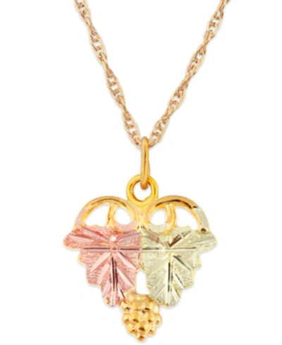 Black Hills Gold Grape And Leaf Pendant In 10k Yellow Gold With 12k Rose And Green Gold In Mlti Gold