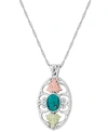 BLACK HILLS GOLD TURQUOISE PENDANT 18" NECKLACE IN STERLING SILVER WITH 12K ROSE AND GREEN GOLD