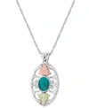 Black Hills Gold Turquoise Pendant 18" Necklace In Sterling Silver With 12k Rose And Green Gold In Silver
