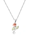 Black Hills Gold Rose Pendant 18" Necklace In Sterling Silver With 12k Rose And Green Gold In Silver