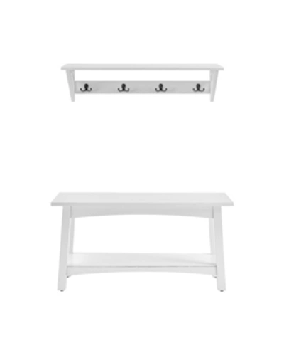 Alaterre Furniture Coventry Coat Hook With Bench Hall Tree Set In White