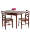 Winsome Pulman 3-piece Set Extension Table With 2 Ladder Back Chairs In Brown