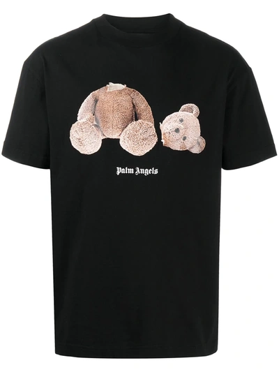 Palm Angels Broken Bear Logo Graphic T-shirt In Black