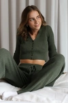 EMILIE MALOU X NA-KD FRONT BUTTON KNITTED SWEATER - GREEN