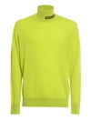 Gcds Full Logo Wool Blend Turtleneck In Green