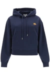 Kenzo Relaxed-fit Blue Hoodie With Embroidered Logo In Blue