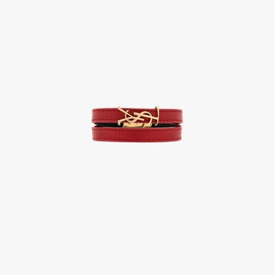 Saint Laurent Red Opyum Wrap Leather Bracelet