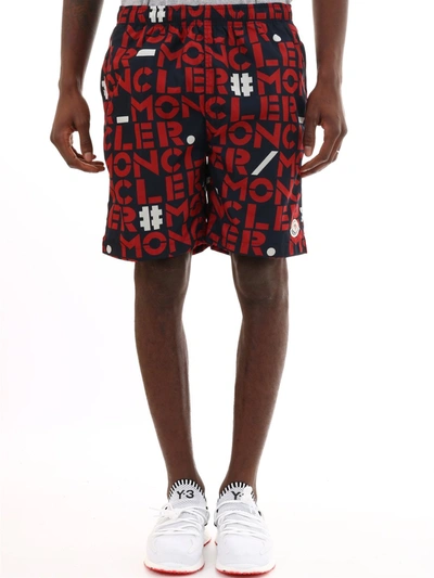 Moncler Shorts Logo In White/red