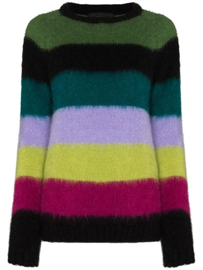 Agr Brushed Stripe Knit Sweater In Schwarz