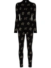 Perfect Moment Floro Metallic Intarsia Merino Wool-blend Bodysuit In Black