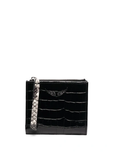 Zadig & Voltaire Embossed Crocodile Effect Wallet In Black