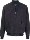 Polo Ralph Lauren Embroidered-logo Suede Bomber Jacket In Collection Navy