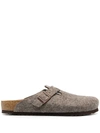 Birkenstock Boston Buckle-embellished Slippers In Brown